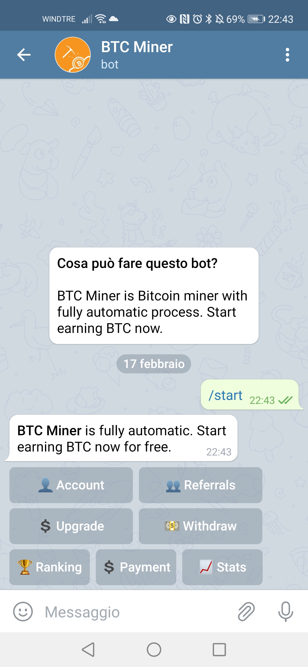 bot per il mining in telegram